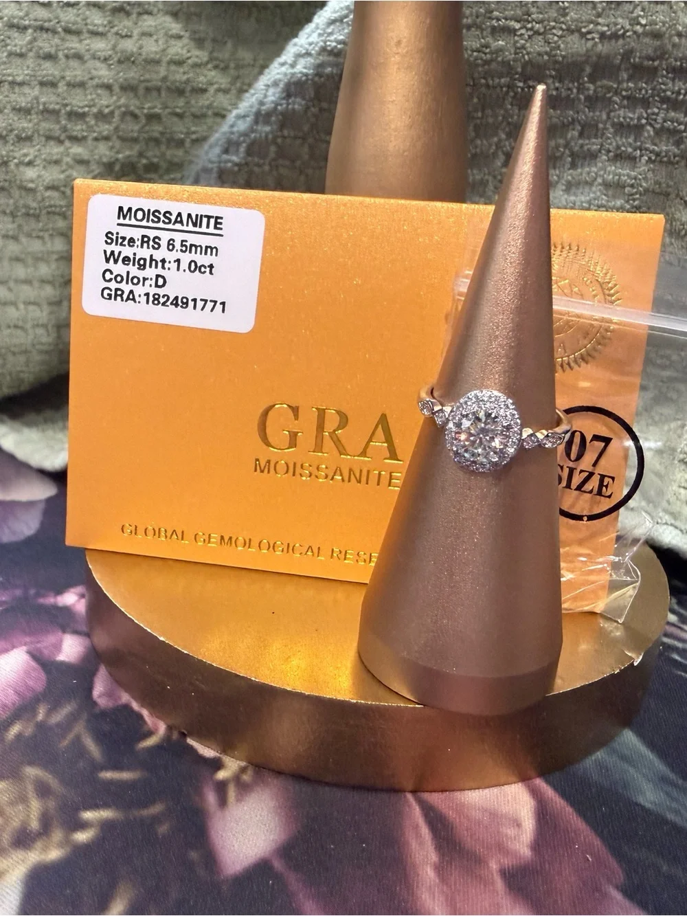 Moissanite White Halo Engagement Ring